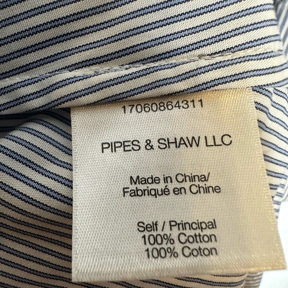 Veronica Beard Navy and White Striped Button Down Shirt - Picture 7 of 9